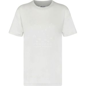 Maison Margiela, Tops, Dames, Beige, L, Katoen, Beige Logo Print T-Shirt