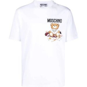 Moschino, Tops, Heren, Wit, L, Katoen, Teddy Bear T-Shirt - Maat: 54