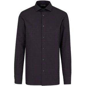 Emporio Armani, Overhemden, Heren, Blauw, L, Casual Shirts