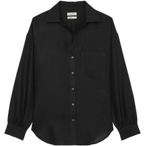 Marc O'Polo, Blouses & Shirts, Dames, Zwart, XL, Linnen, Linnen blouse normaal