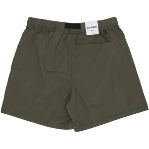 Element, Korte broeken, Heren, Groen, XL, Katoen, Ripstop Elastische Taille Walkshort met Zakken