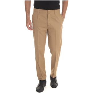 Hindustrie, Broeken, Heren, Beige, 3Xl, Katoen, Chino met knoopsluiting en paspelzak