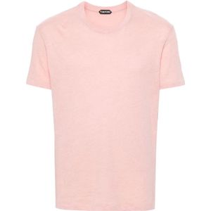 Tom Ford, Tops, Heren, Roze, XL, Katoen, Stijlvolle Katoenen T-shirt