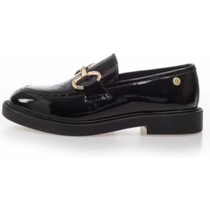 Copenhagen Shoes, Schoenen, Dames, Zwart, 37 EU, Leer, Leren Loafers met Gouden Gesp