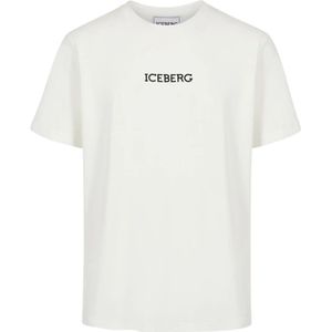 Iceberg, Tops, Heren, Beige, L, Katoen, Katoenen T-shirt met Logo Print