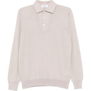 Lardini, Tops, Heren, Beige, M, Wol, Wollen Polo Shirt