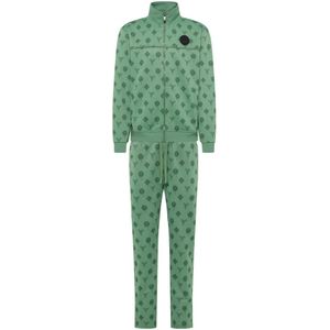 Carlo Colucci, Veelzijdig Tracksuit Set met Uniek Badge Groen, Heren, Maat:XL