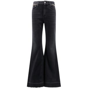 Stella McCartney, Jeans, Dames, Zwart, W28, Katoen, Flared Boot-cut Jeans met Falabella Chain