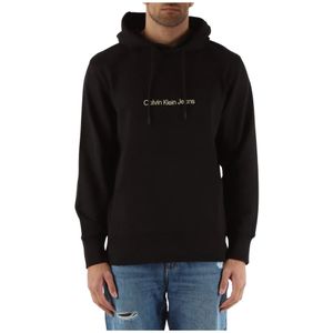 Calvin Klein Jeans, Sweatshirts & Hoodies, Heren, Zwart, L, Katoen, Katoenen hoodie met logoprint