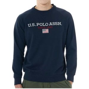 U.s. Polo Assn., Sweatshirts & Hoodies, Heren, Blauw, M, Katoen, Geborduurde Katoenen Crewneck Sweatshirt