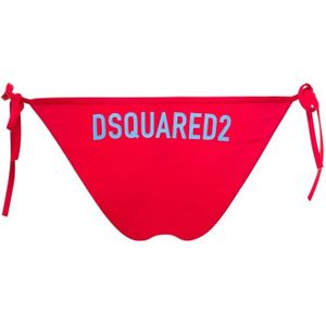 Dsquared2, Badkleding, Dames, Rood, S, Leer, Rode Sea Zwemkleding Bikini Broekje