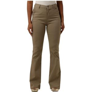 Minus, Broeken, Dames, Beige, XL, Taupe Flared Broek