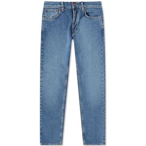 Nudie Jeans, Jeans, Heren, Blauw, W34, Denim, Slim Fit Straight Leg Organische Denim Jeans