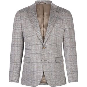 Cavallaro, Jassen, Heren, Beige, L, Katoen, Beige Geruite Zomerblazer