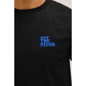 Off The Pitch, Tops, Heren, Zwart, XS, Katoen, Slim Fit T-Shirt Zwart/Blauw Heren