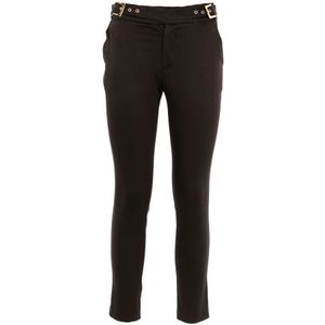 Fracomina, Broeken, Dames, Zwart, XL, Katoen, Elegante Zwarte Chino Broek