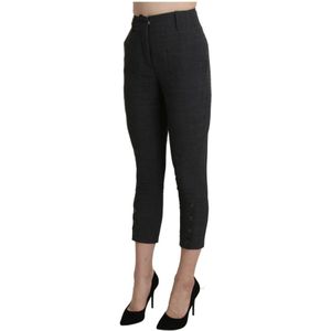 Ermanno Scervino, Broeken, Dames, Zwart, M, Katoen, Zwarte hoge taille cropped capri-broek