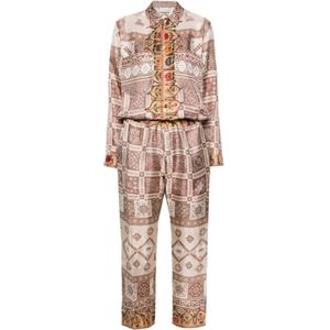 Pierre-Louis Mascia, Jumpsuits & Playsuits, Dames, Veelkleurig, L, Satijn, Multicolor Zijden Jurk Lichtgewicht Constructie