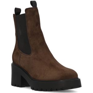 Hogan, Schoenen, Dames, Bruin, 36 1/2 EU, Suède, Bruine Suède Leren Laarzen voor Vrouwen