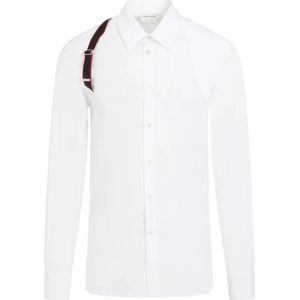 Alexander McQueen, Overhemden, Heren, Wit, L, Katoen, Witte Katoenen Harnas Shirt