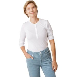 Filippa K, Witte Button Jersey Top met 3/4 Mouwen Wit, Dames, Maat:M