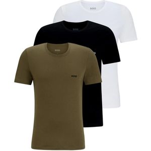 Hugo Boss, Tops, Heren, Veelkleurig, M, Katoen, 3-Pack Katoenen Jersey Logo Intieme T-Shirts