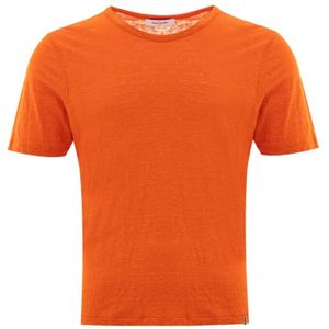 Gran Sasso, Linnen T-shirt met korte mouwen Oranje, Heren, Maat:L