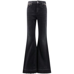 Stella McCartney, Zwarte Katoenen Flared Broek Aw 23 Zwart, Dames, Maat:W27