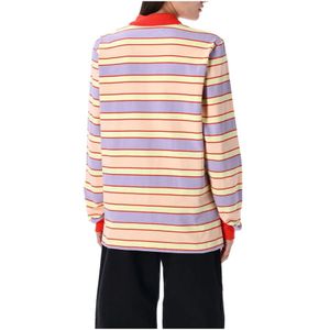 JW Anderson, Tops, Dames, Veelkleurig, S, Katoen, Roze Multi Gestreepte Poloshirt