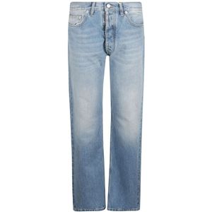 Maison Margiela, Jeans, Heren, Blauw, W33, Katoen, Blauwe Straight-Leg Jeans