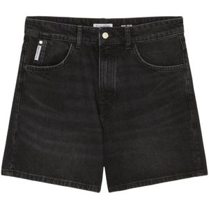 Marc O'Polo, Korte broeken, Dames, Zwart, W31, Katoen, Jeans shorts model Filda hoge taille