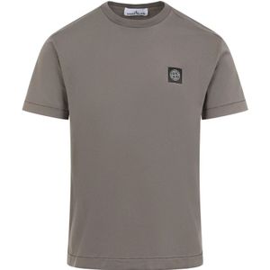 Stone Island, Tops, Heren, Bruin, S, Katoen, Bruin Katoenen T-shirt Ronde Hals