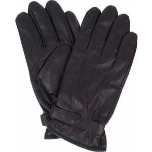 Barbour, Accessoires, Heren, Zwart, M, Leer, Zwarte Gebrande Leren Fleece Gevoerde Handschoenen