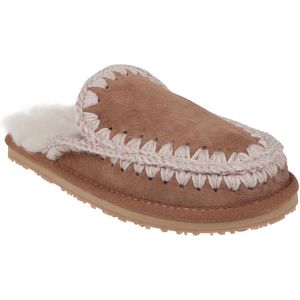 Mou, Schoenen, Dames, Bruin, 36 EU, Roze Bruine Eskimo Stitch Slipper