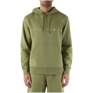 Calvin Klein Jeans, Sweatshirts & Hoodies, Heren, Groen, XL, Katoen, Katoenen hoodie met logoprint