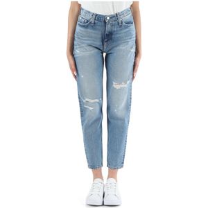 Calvin Klein Jeans, Jeans, Dames, Blauw, W29, Denim, Mom Fit Denim Jeans Vijf Zakken