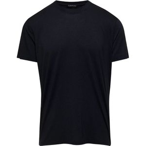 Tom Ford, Tops, Heren, Zwart, M, Katoen, Upgrade je casual garderobe met een zwarte katoenen crewneck T-shirt
