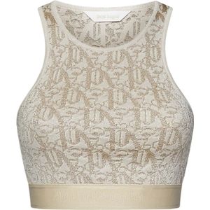 Palm Angels, Tops, Dames, Beige, M, Polyester, Sleeveless Tops