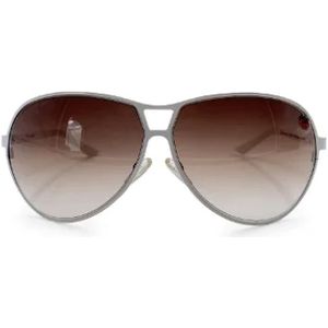Dior Vintage, Pre-owned, Dames, Wit, ONE Size, Leer, Pre-owned Metal sunglasses