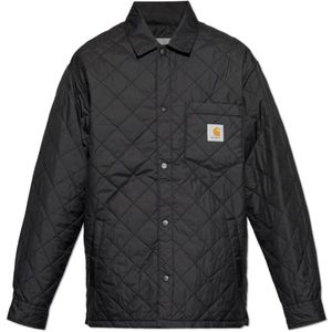 Carhartt Wip, Jassen, Heren, Zwart, S, Polyester, Gewatteerd jack met logopatch