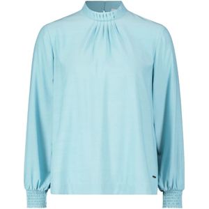 Betty & Co, Blouses & Shirts, Dames, Blauw, XL, Gerimpelde Opstaande Kraag Blouse