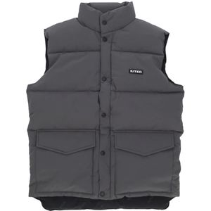 Iuter, Donkergrijze Mouwloze Dons Puff Vest Grijs, Heren, Maat:XL