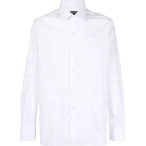 Tom Ford, Overhemden, Heren, Wit, XL, Katoen, Poplin Slim Fit Overhemd