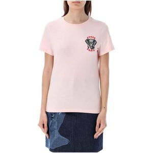 Kenzo, Faded Pink Elephant Classic T-Shirt Roze, Dames, Maat:S