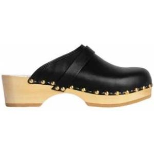 Youyou, Schoenen, Dames, Zwart, 36 EU, Leer, Studded Rock Klompen met 60 Gouden Studs