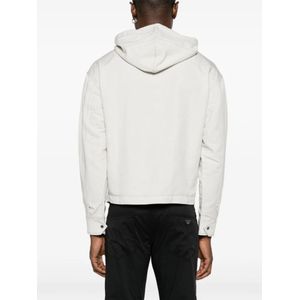 Emporio Armani, Jassen, Heren, Grijs, L, Katoen, Grijze Linnen-Katoen Blend Hoodie Jas