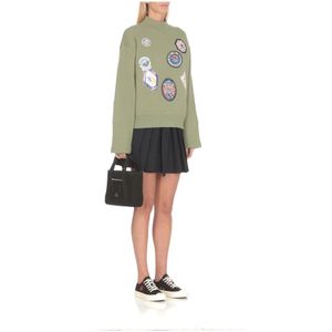 Kenzo, Sweatshirts & Hoodies, Dames, Groen, L, Katoen, Groene Katoenen Trui met Badges