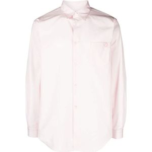 Bally, Overhemden, Heren, Roze, M, Katoen, Geborduurd Logo Roze Overhemd