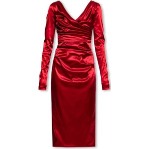 Dolce & Gabbana, Kleedjes, Dames, Rood, S, Satijn, Satijnen jurk