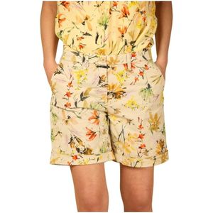 Mason's, Korte broeken, Dames, Beige, XS, Katoen, Bloemen Chino Bermuda Shorts Curvy Fit